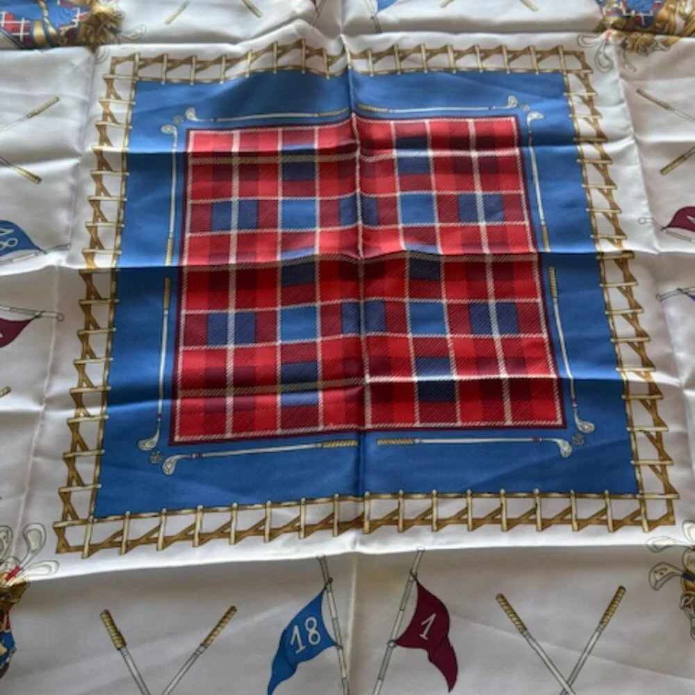VINTAGE BAYRON GOLF PATTERN SILK SCARF